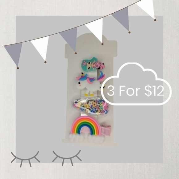 3 for $12 4pc Children Hairclip Set - Picture 1 of 1